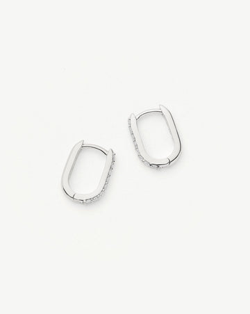 Fine Diamond Ovate Mini Hoop Earrings | 14k Solid White Gold/Diamond Earrings Missoma 