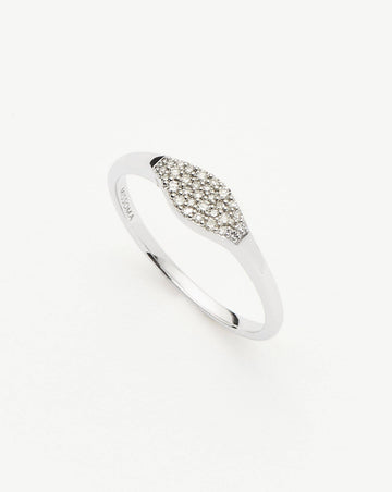 Fine Diamond Signet Ring | 14k Solid White Gold/Diamond Rings Missoma 