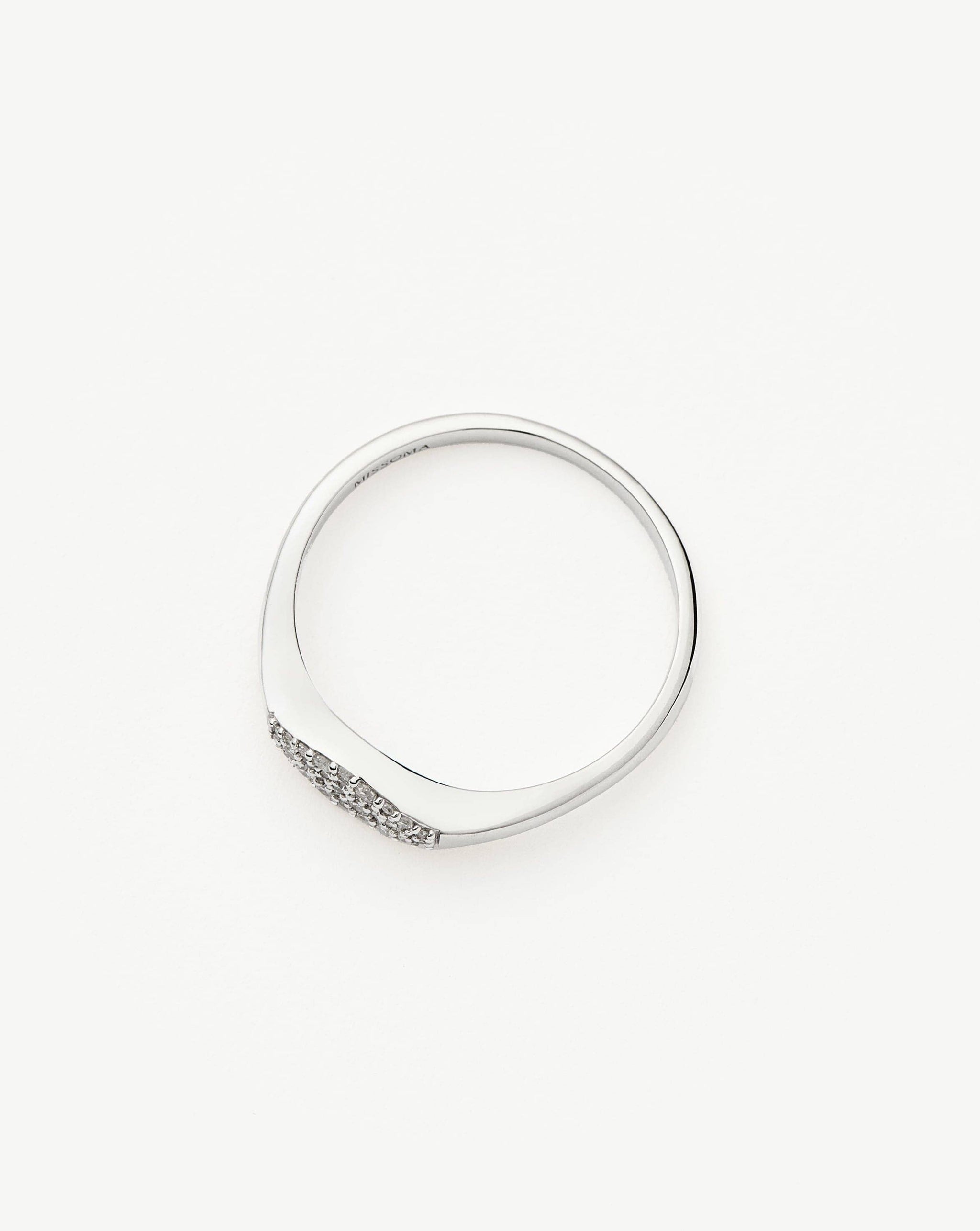 Fine Diamond Signet Ring | 14k Solid White Gold/Diamond Rings Missoma 