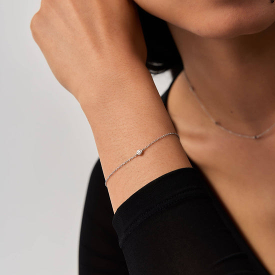 Fine Diamond Solitaire Bracelet | 14k Solid White Gold/Diamond Bracelets Missoma 