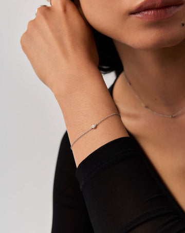 Fine Diamond Solitaire Bracelet | 14k Solid White Gold/Diamond Bracelets Missoma 