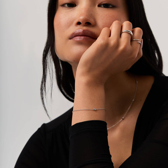 Fine Diamond Solitaire Bracelet | 14k Solid White Gold/Diamond Bracelets Missoma 