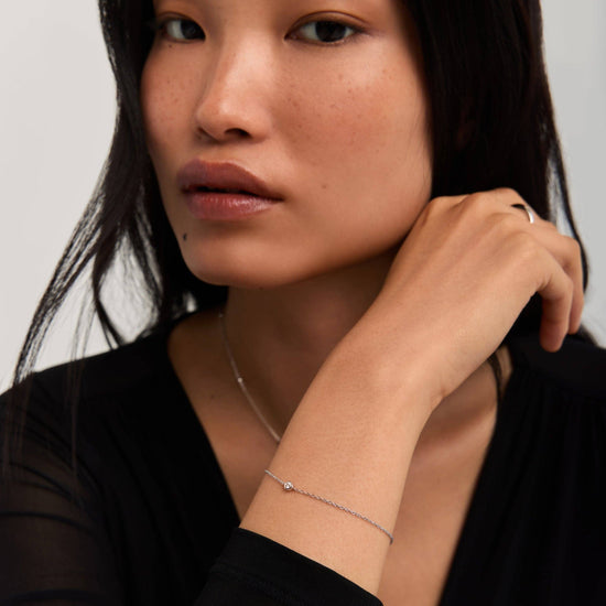 Fine Diamond Solitaire Bracelet | 14k Solid White Gold/Diamond Bracelets Missoma 