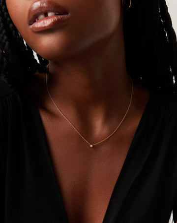 Fine Diamond Solitaire Pendant Necklace | 14k Solid Gold/Diamond Necklaces Missoma 