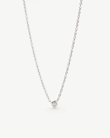 Fine Diamond Solitaire Pendant Necklace | 14k Solid White Gold/Diamond Necklaces Missoma 