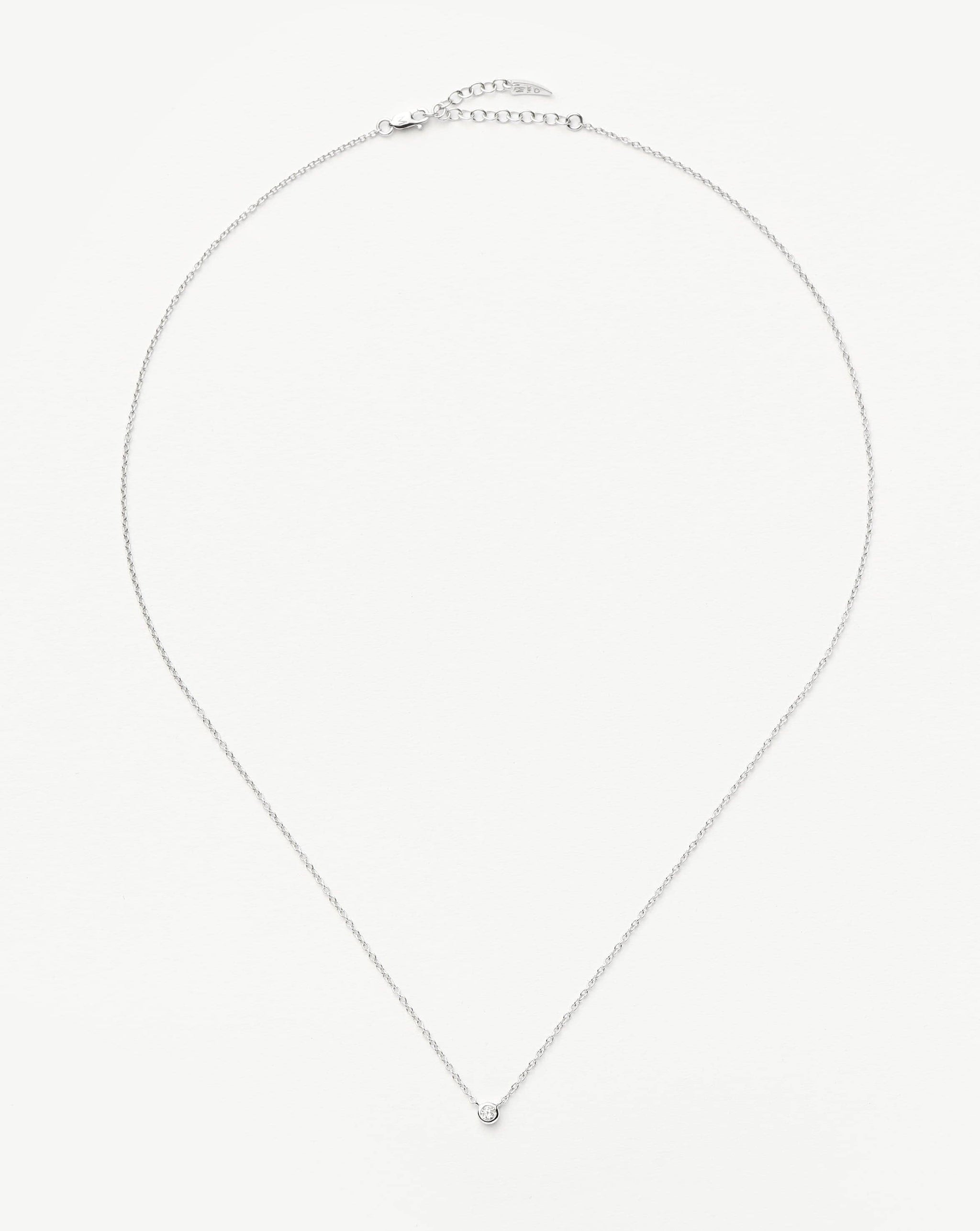 Fine Diamond Solitaire Pendant Necklace | 14k Solid White Gold/Diamond Necklaces Missoma 