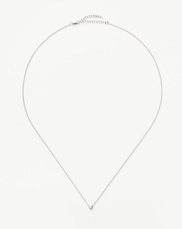 Fine Diamond Solitaire Pendant Necklace | 14k Solid White Gold/Diamond Necklaces Missoma 