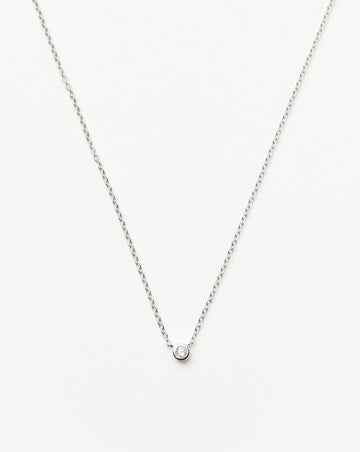 Fine Diamond Solitaire Pendant Necklace | 14k Solid White Gold/Diamond Necklaces Missoma 
