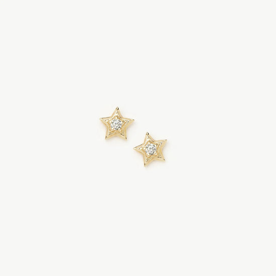 Fine Diamond Star Stud Earrings | 14k Yellow Gold Earrings Missoma 