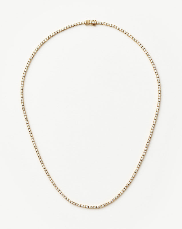Solid Gold Diamond Tennis Necklace | 14k Solid Gold Diamond