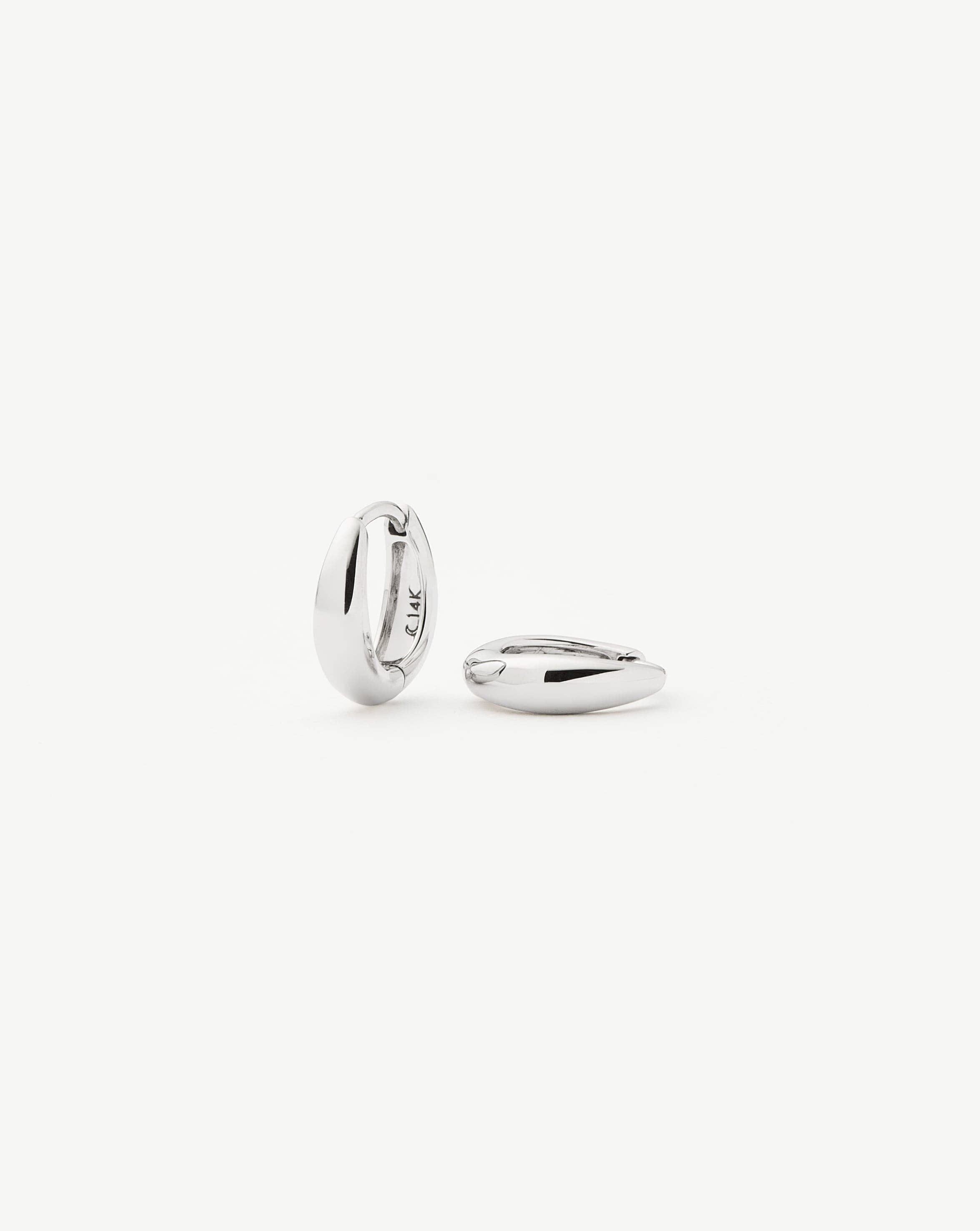 Fine Dome Huggies | 14k Solid White Gold Earrings Missoma 