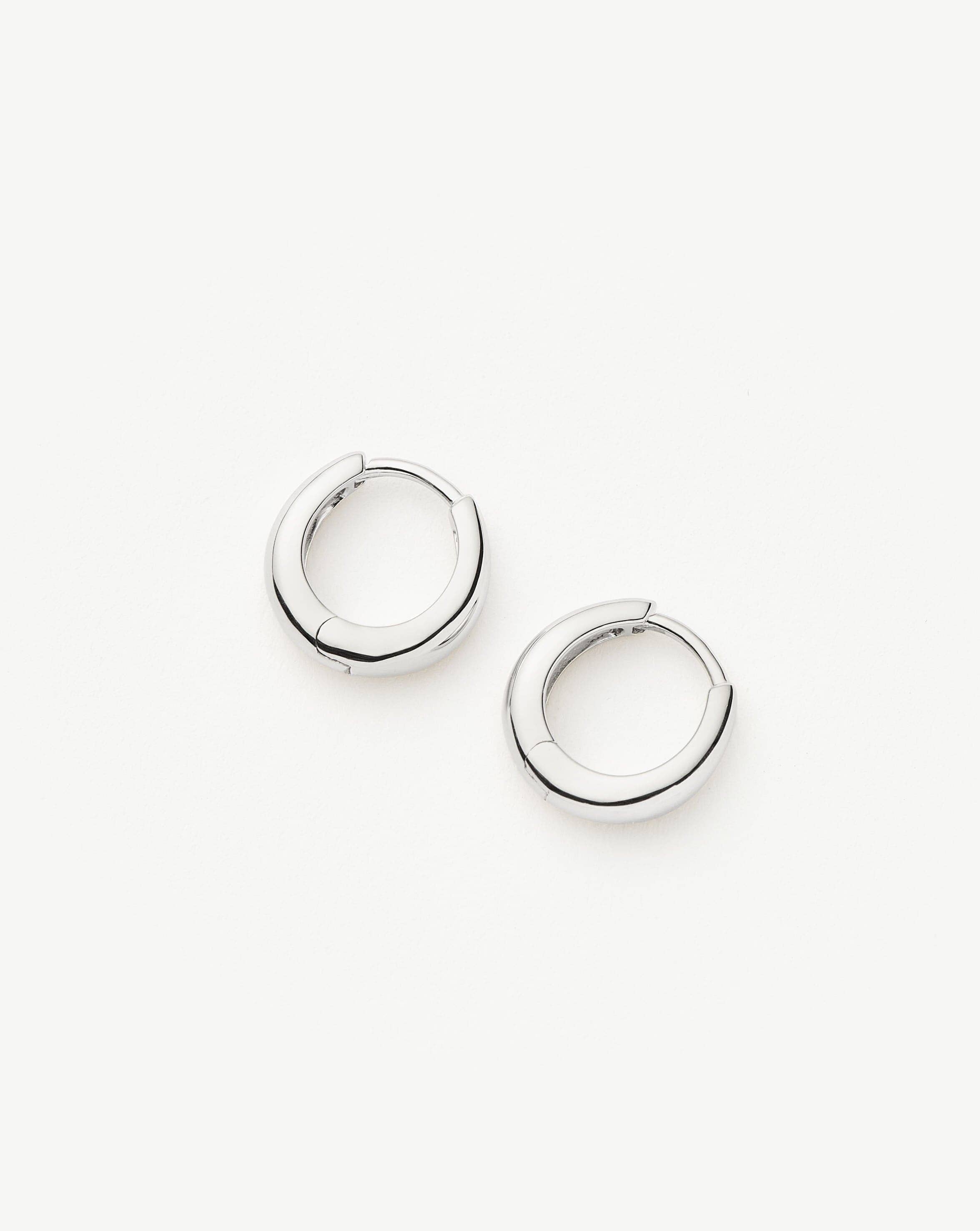 Fine Dome Huggies | 14k Solid White Gold Earrings Missoma 