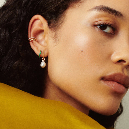 Fine Emerald Huggies Earrings Missoma 