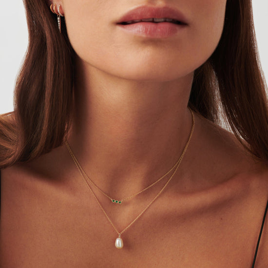 Fine Emerald Solitaire Trio Necklace Necklaces Missoma 