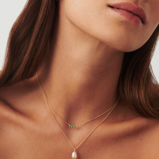 Fine Emerald Solitaire Trio Necklace Necklaces Missoma 