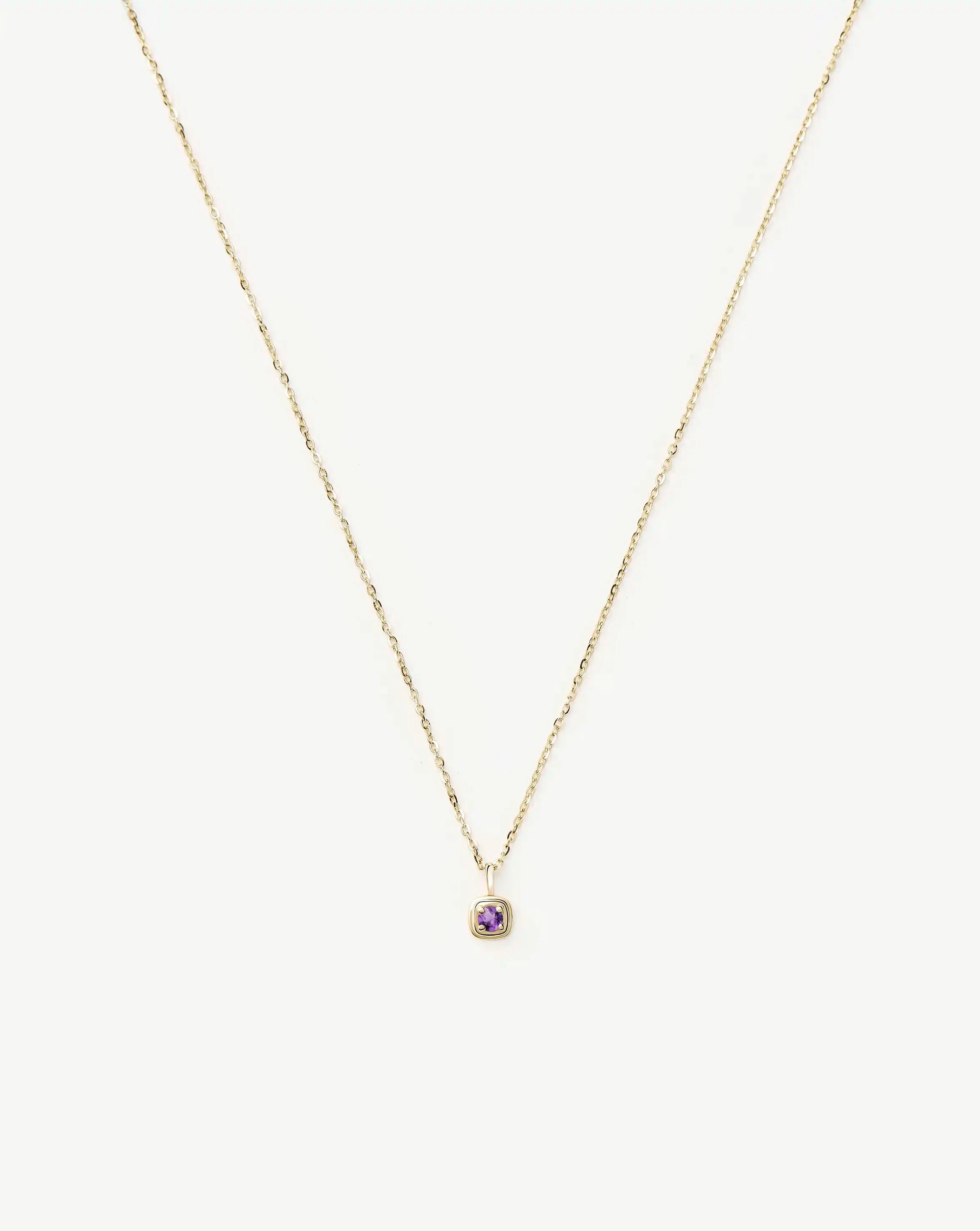 Fine February Birthstone Pendant Necklace | 14k Solid Gold/Amethyst Necklace Missoma 