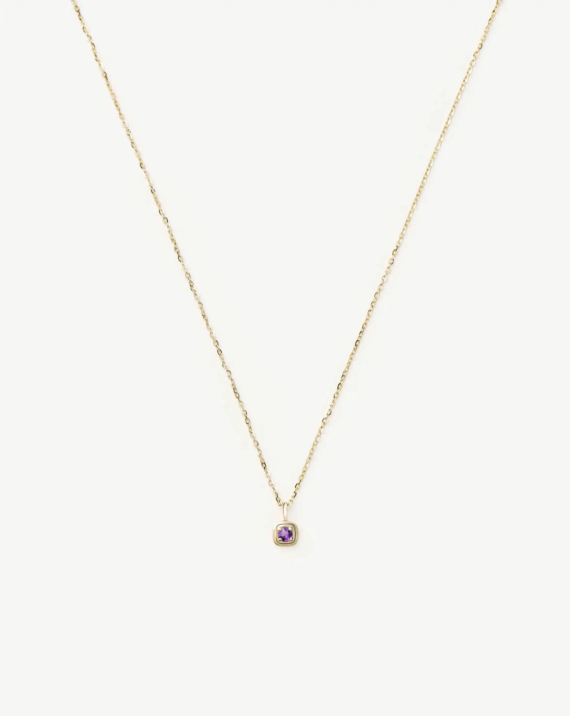 Fine February Birthstone Pendant Necklace | 14k Solid Gold/Amethyst Necklace Missoma 