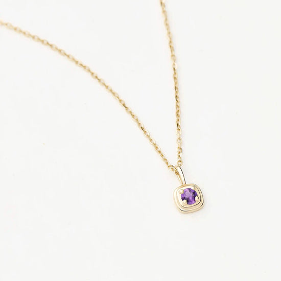 Fine February Birthstone Pendant Necklace | 14k Solid Gold/Amethyst Necklace Missoma 