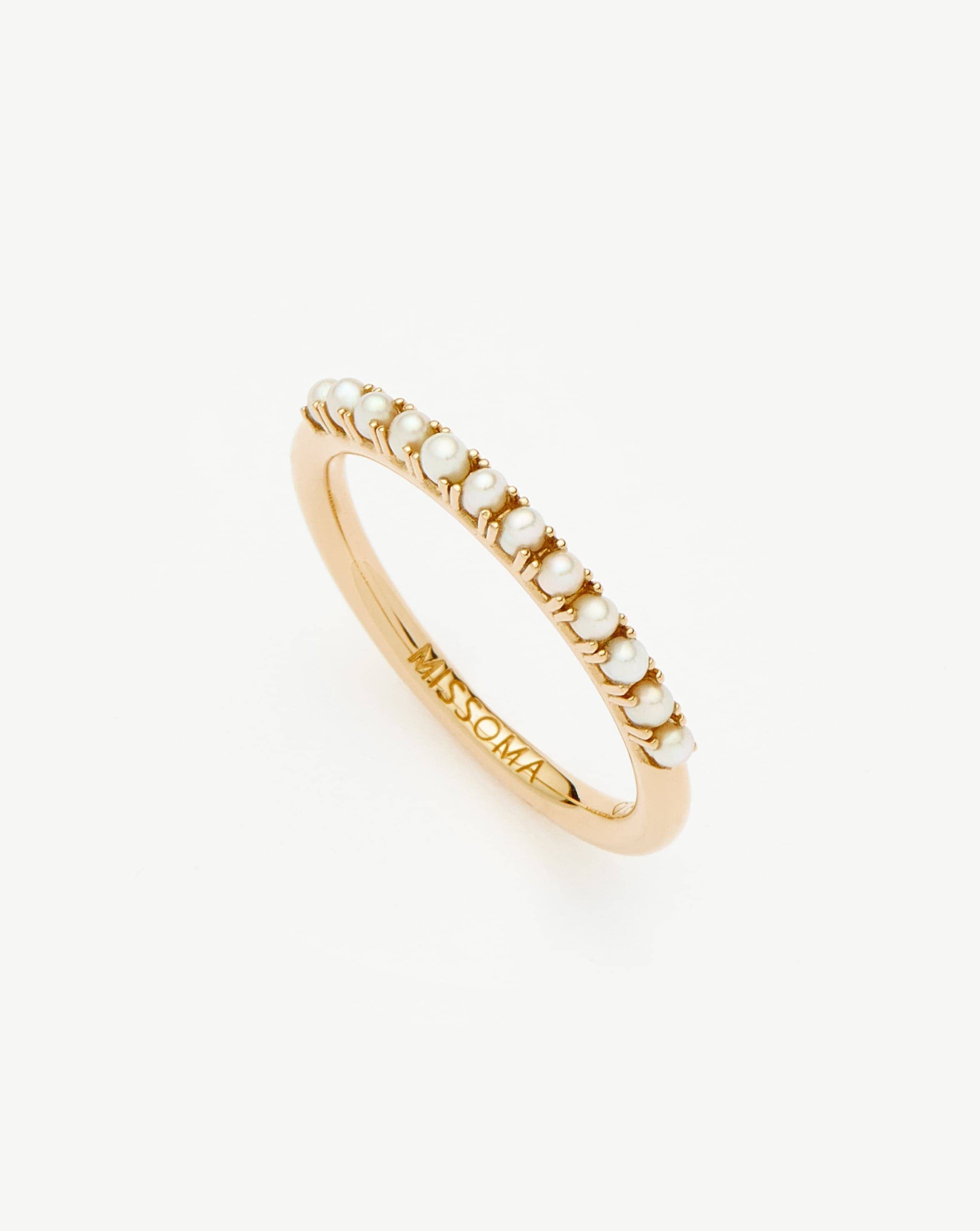 Fine Half Eternity Pearl Ring | 14k Solid Gold/Pearl Rings Missoma 