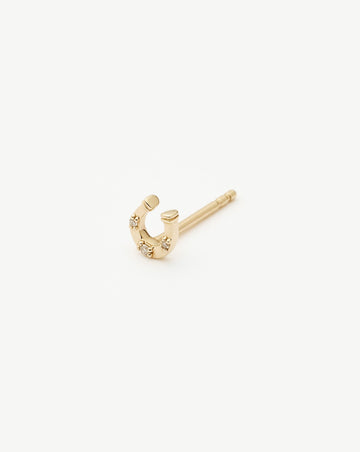 Fine Horseshoe Single Stud Earring | 14k Solid Gold/Diamond Earrings Missoma 