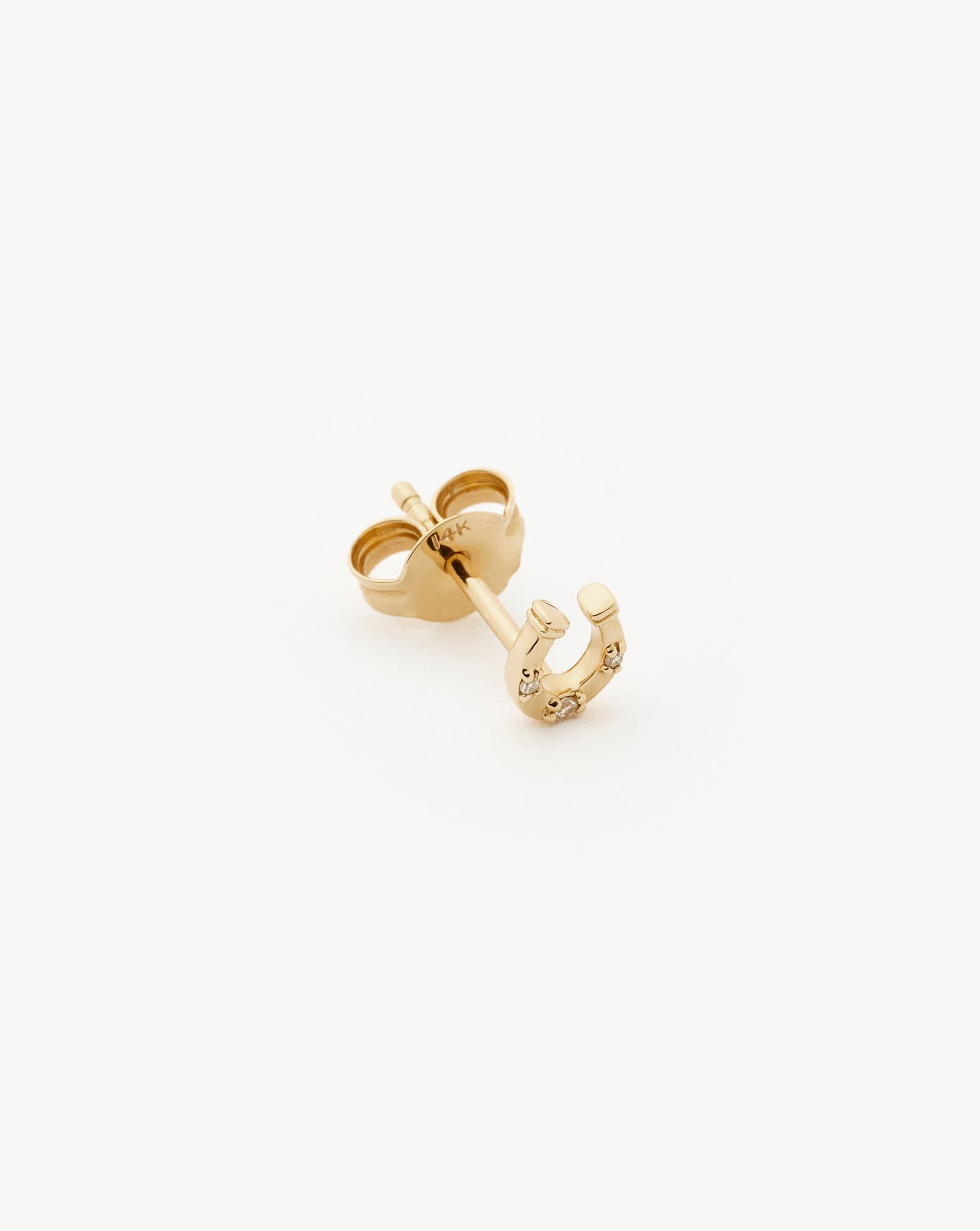 Fine Horseshoe Single Stud Earring | 14k Solid Gold/Diamond Earrings Missoma 