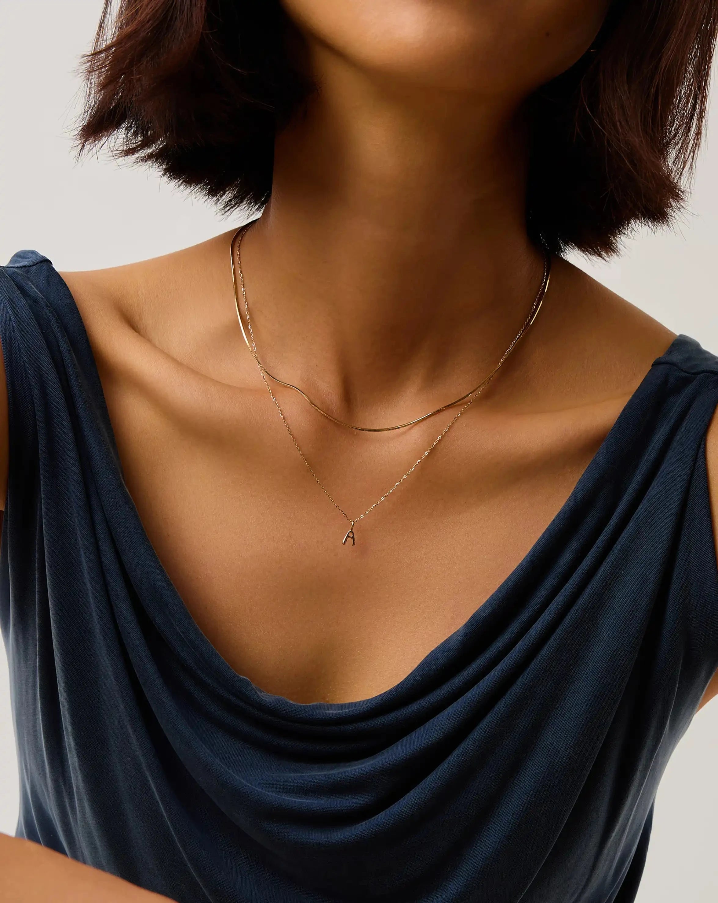 Fine Initial Mini Pendant Necklace - A | 14k Solid Gold Necklaces Missoma 