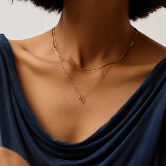 Fine Initial Mini Pendant Necklace - A | 14k Solid Gold Necklaces Missoma 