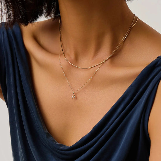 Fine Initial Mini Pendant Necklace - A | 14k Solid Gold Necklaces Missoma 