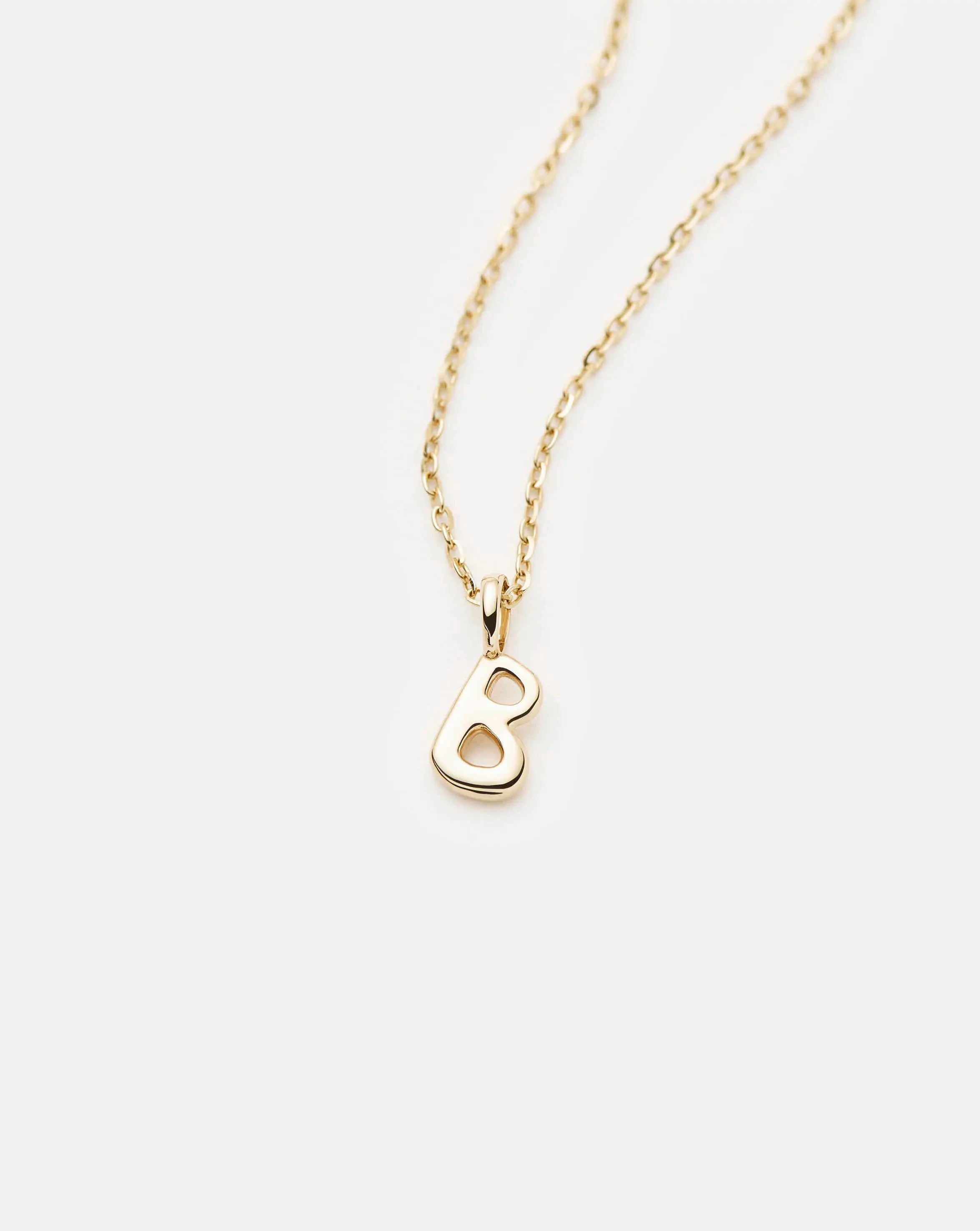 Fine Initial Mini Pendant Necklace - B | 14k Solid Gold Necklaces Missoma 