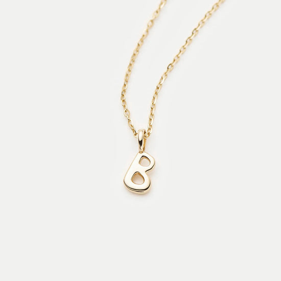 Fine Initial Mini Pendant Necklace - B | 14k Solid Gold Necklaces Missoma 