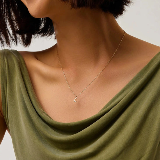 Fine Initial Mini Pendant Necklace - C | 14k Solid Gold Necklaces Missoma 