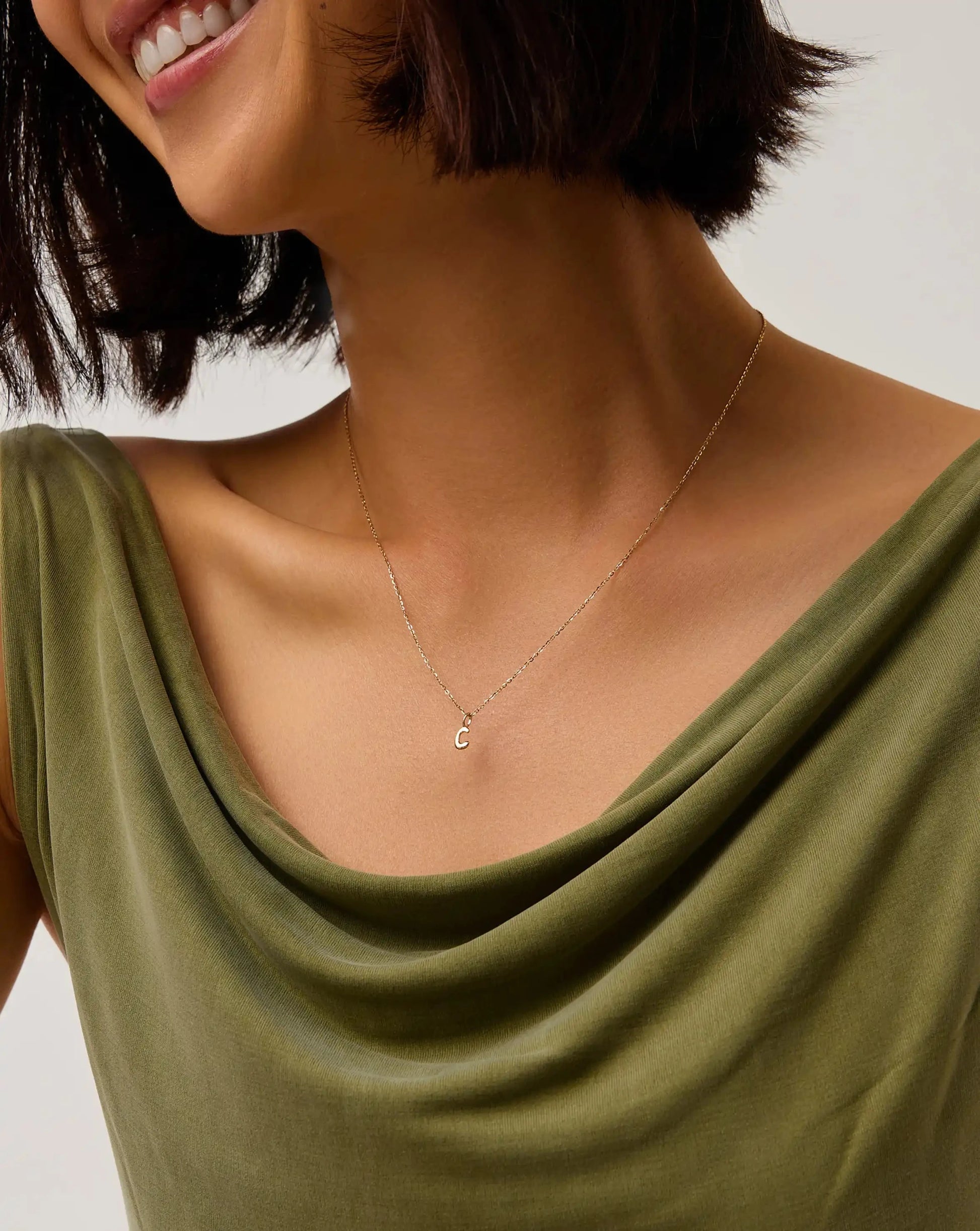 Fine Initial Mini Pendant Necklace - C | 14k Solid Gold Necklaces Missoma 