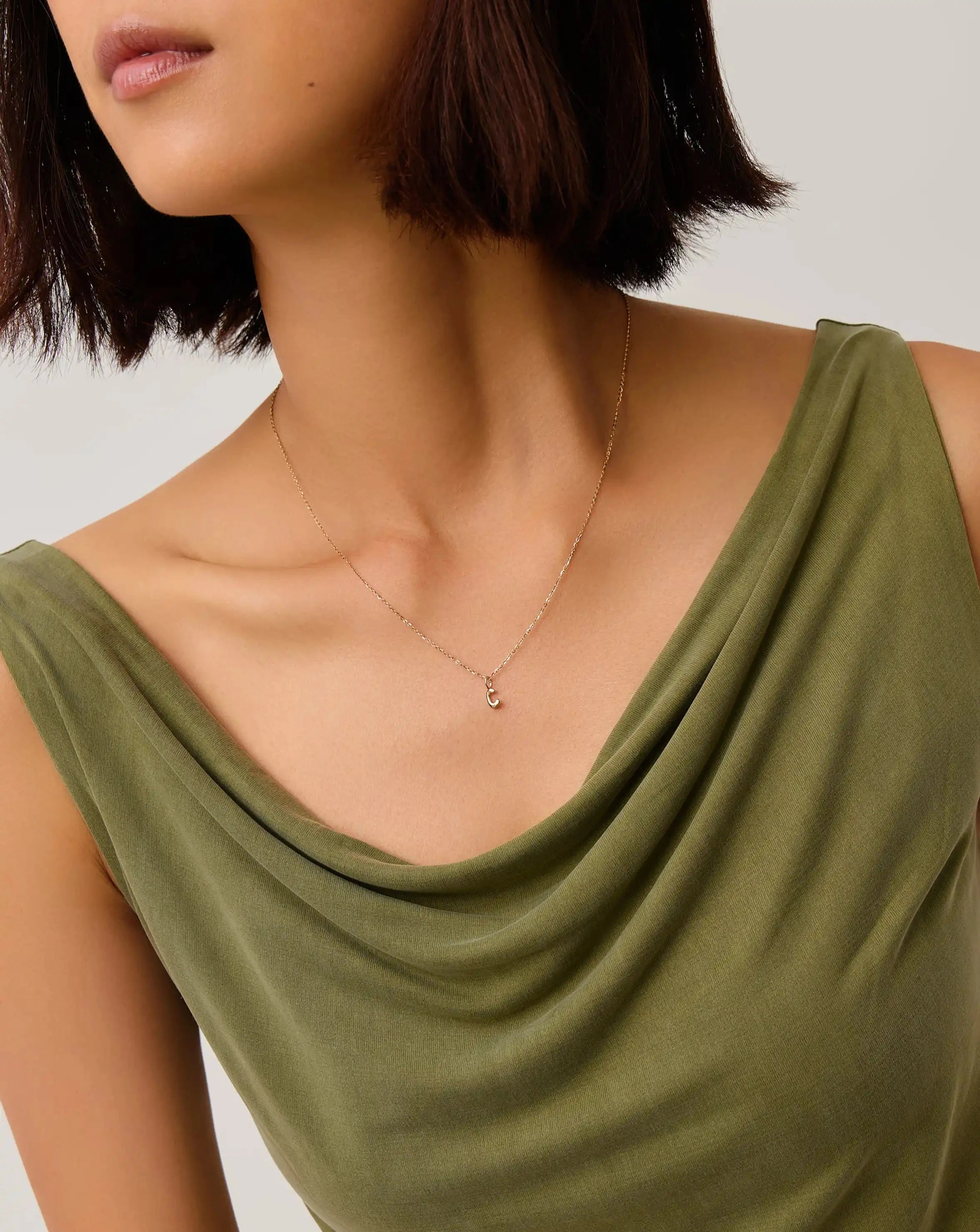 Fine Initial Mini Pendant Necklace - C | 14k Solid Gold Necklaces Missoma 