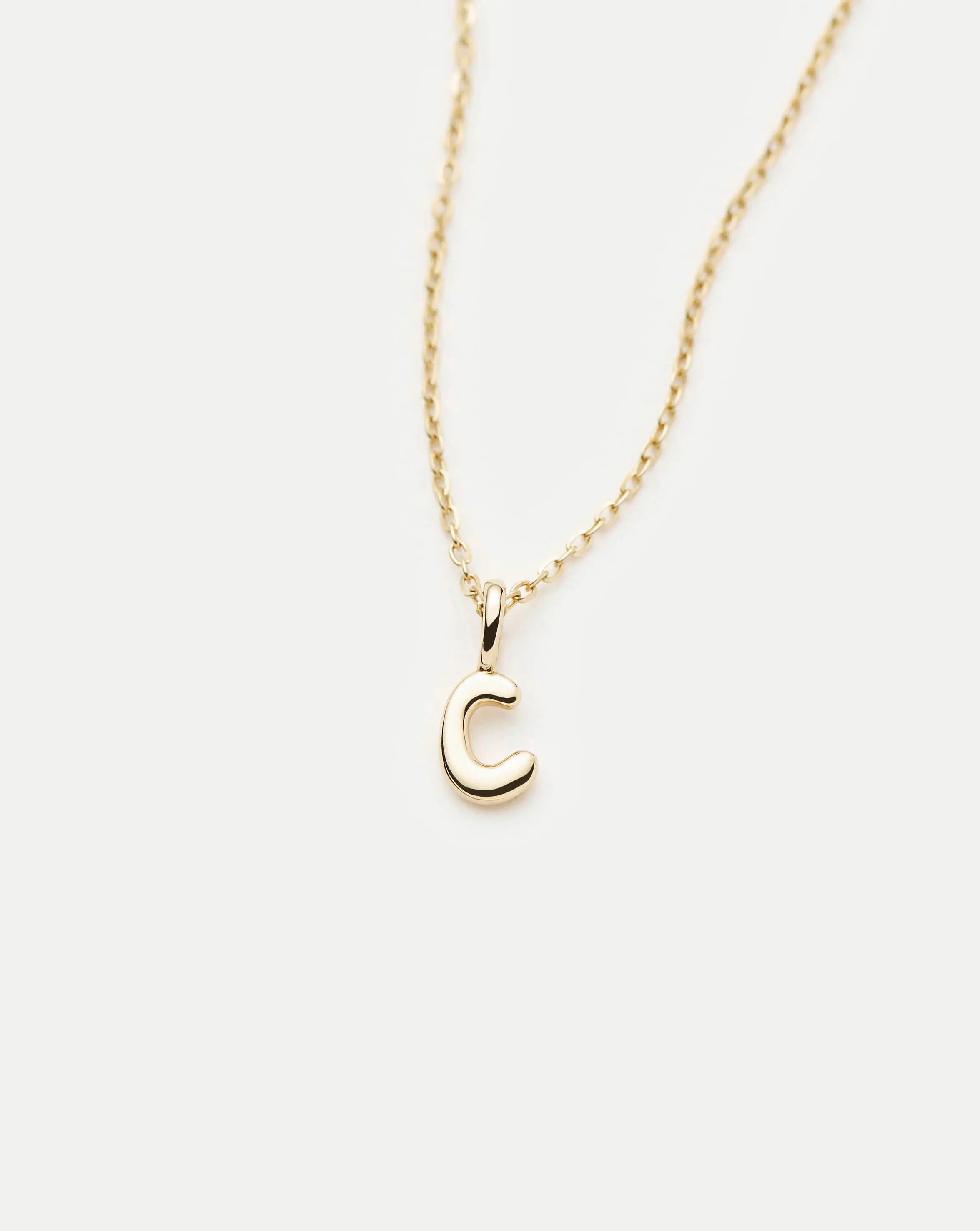 Fine Initial Mini Pendant Necklace - C | 14k Solid Gold Necklaces Missoma 