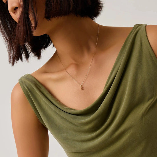Fine Initial Mini Pendant Necklace - E | 14k Solid Gold Necklaces Missoma 