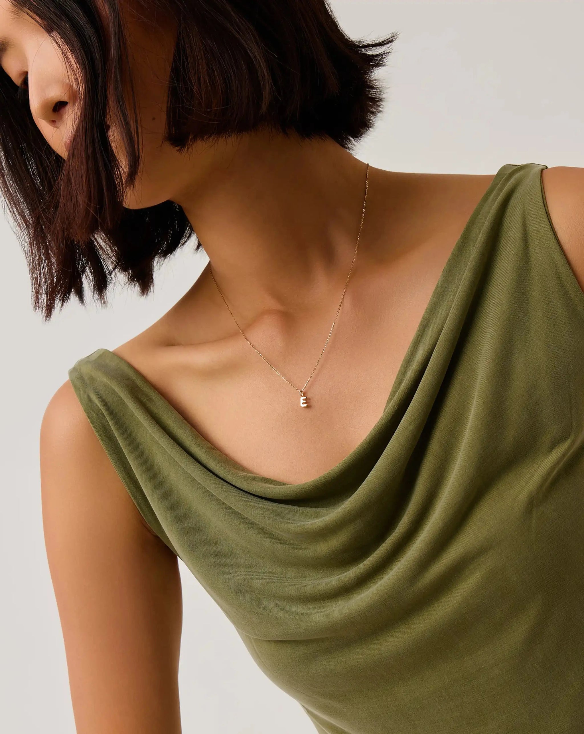 Fine Initial Mini Pendant Necklace - E | 14k Solid Gold Necklaces Missoma 