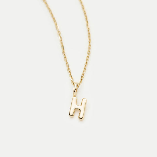 Fine Initial Mini Pendant Necklace - H | 14k Solid Gold Necklaces Missoma 