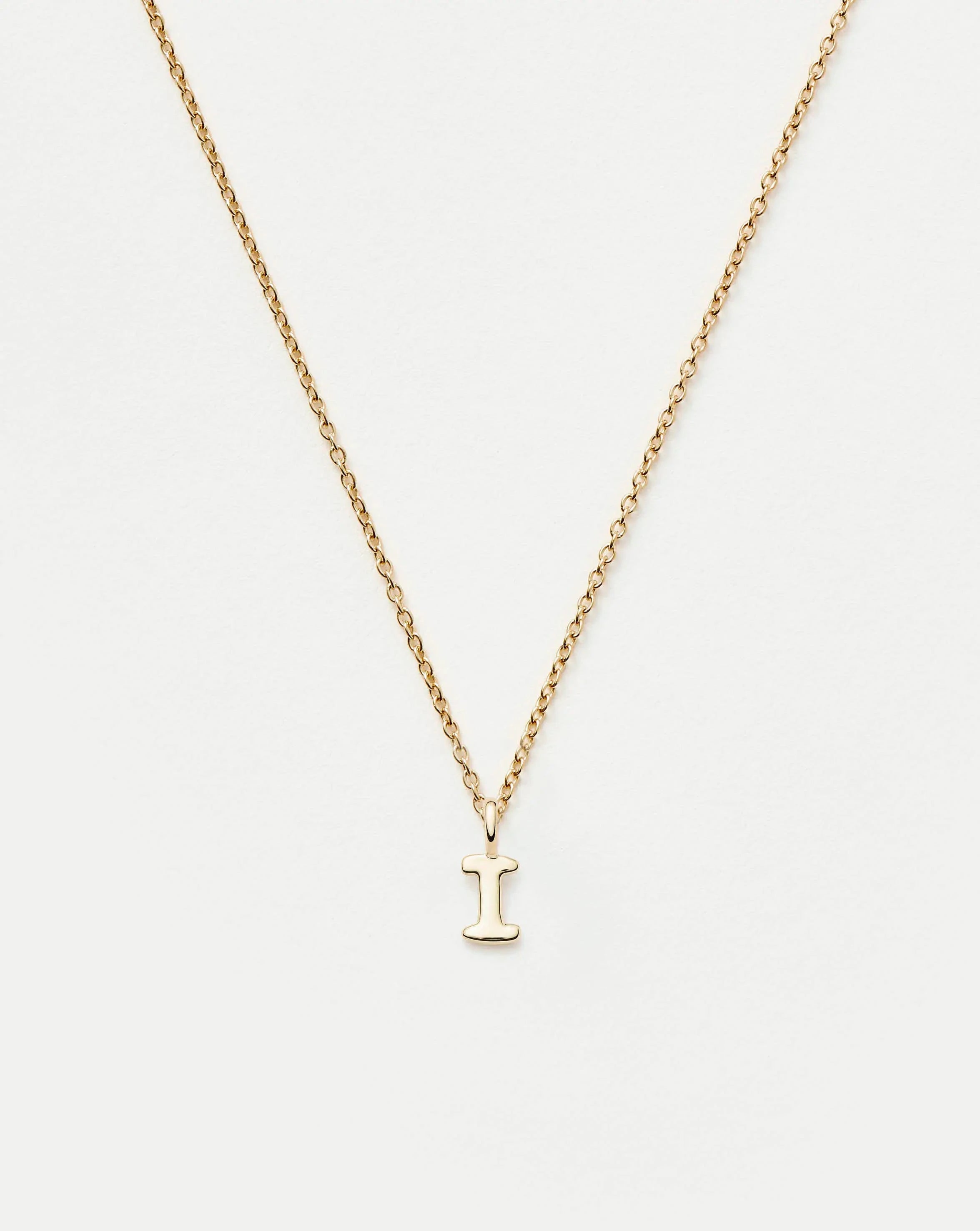 Fine Initial Mini Pendant Necklace - I | 14k Solid Gold Necklaces Missoma 