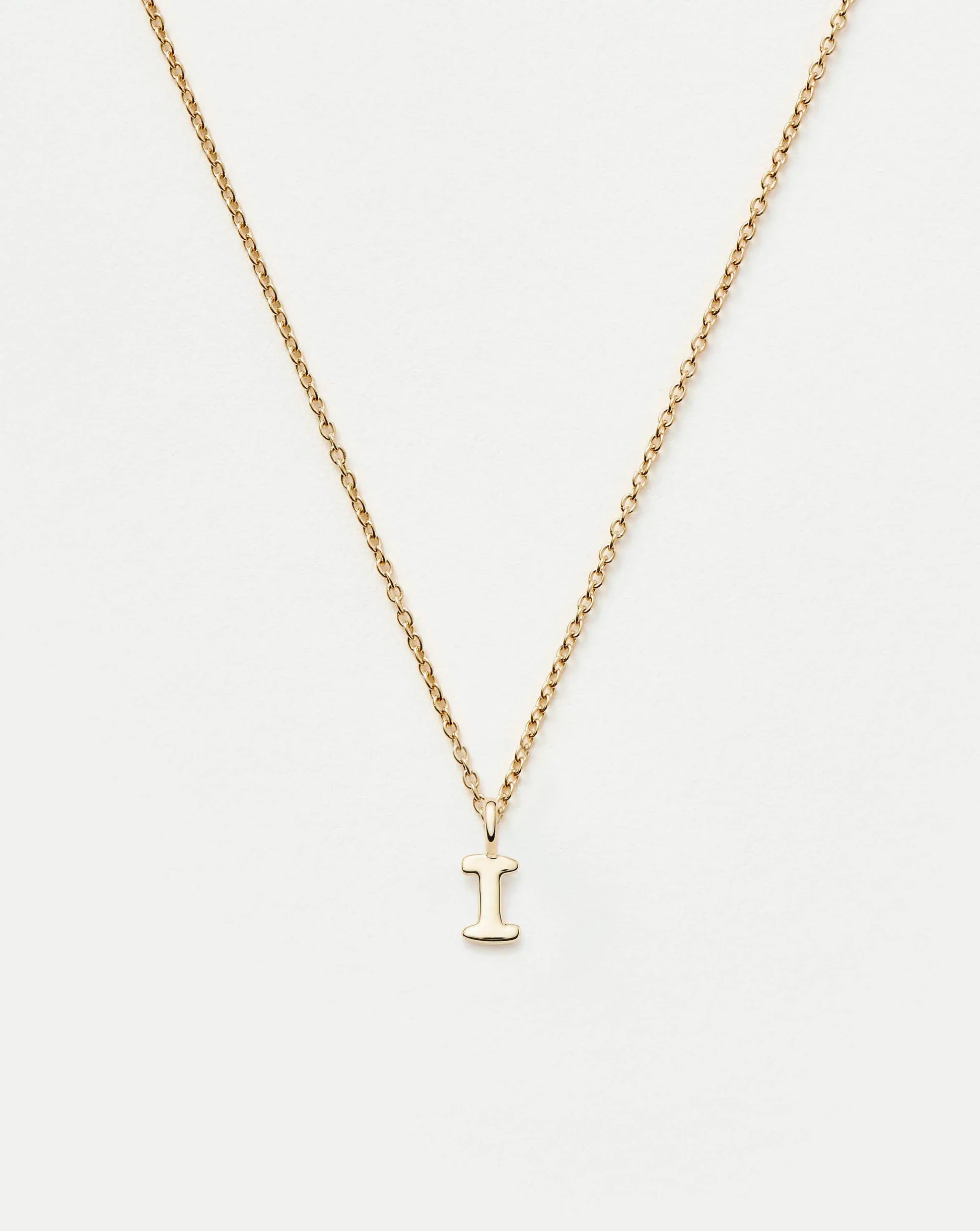 Fine Initial Mini Pendant Necklace - I | 14k Solid Gold Necklaces Missoma 