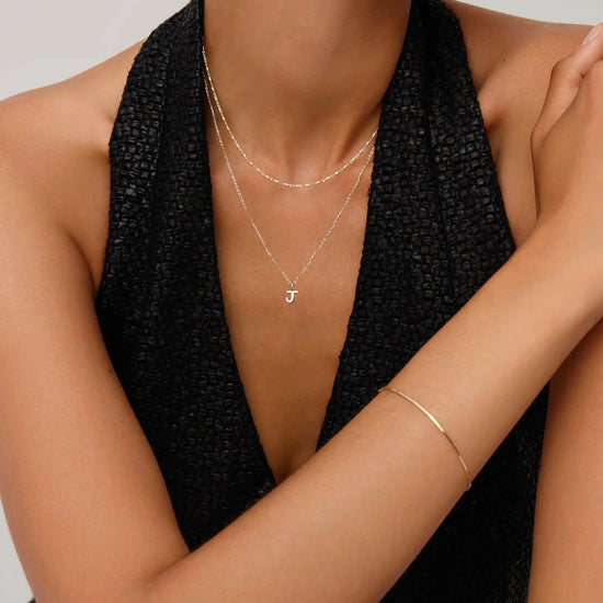 Fine Initial Mini Pendant Necklace - J | 14k Solid Gold Necklaces Missoma 