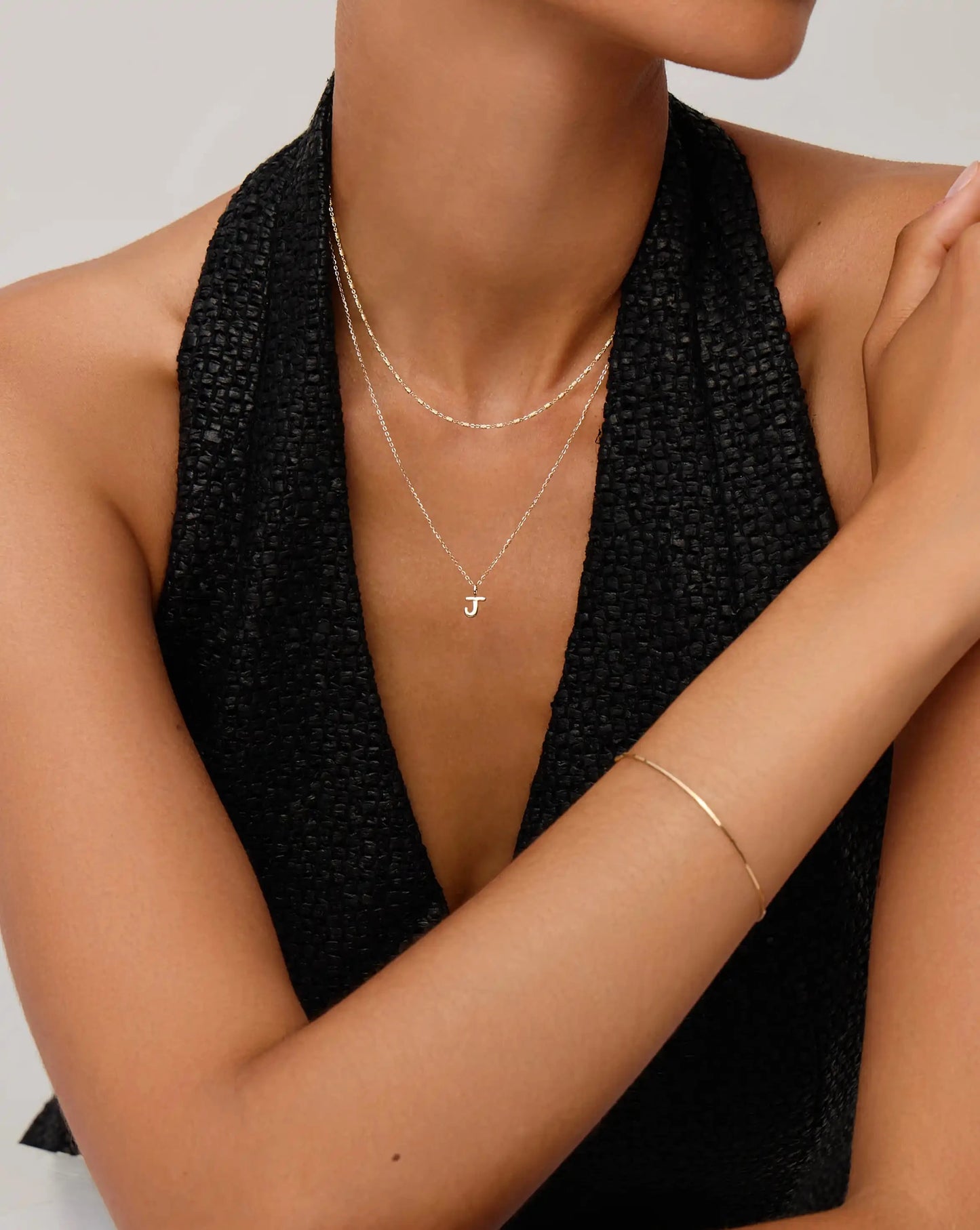 Fine Initial Mini Pendant Necklace - J | 14k Solid Gold Necklaces Missoma 