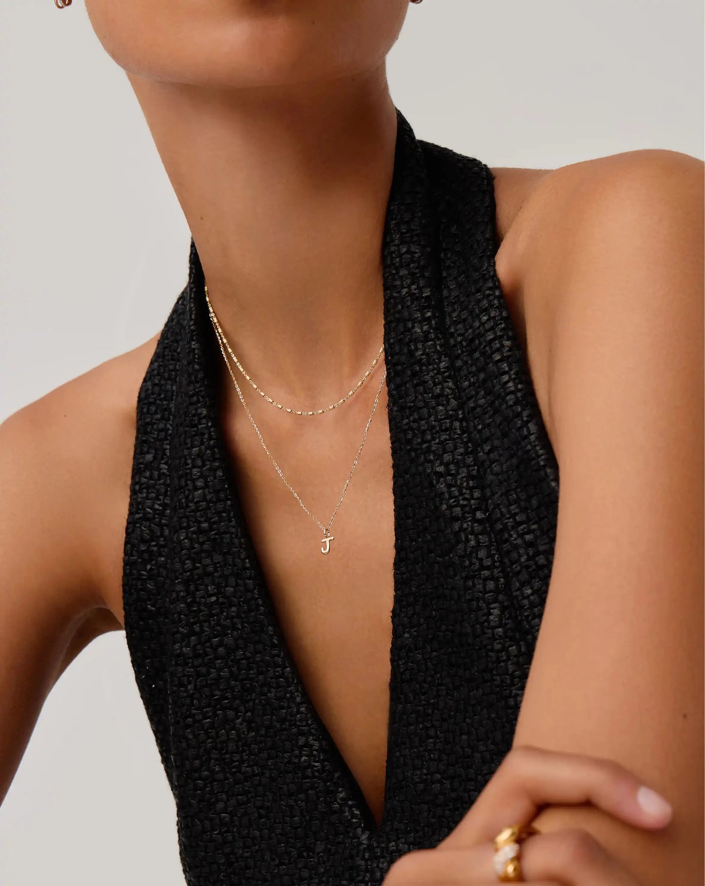Fine Initial Mini Pendant Necklace - J | 14k Solid Gold Necklaces Missoma 