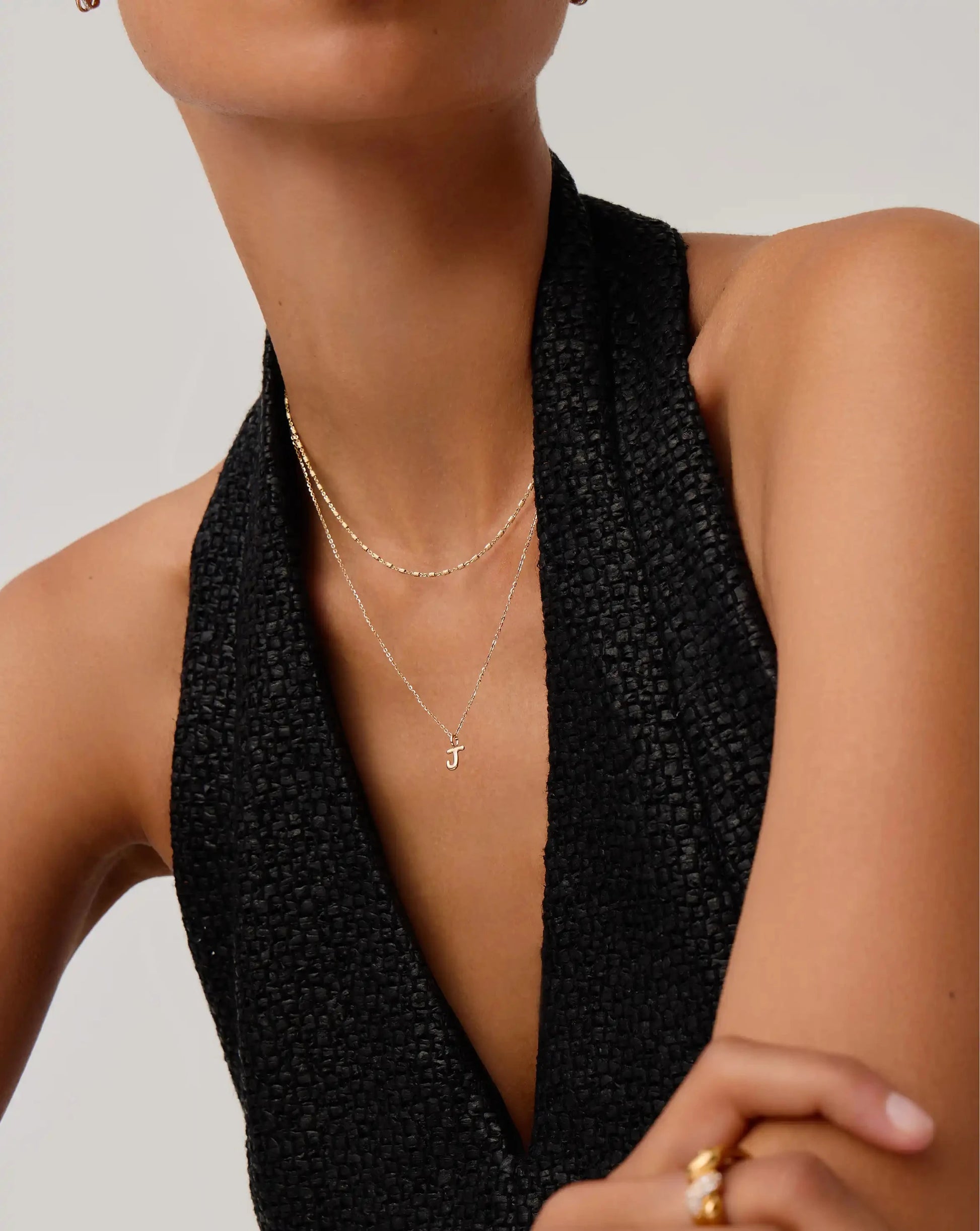 Fine Initial Mini Pendant Necklace - J | 14k Solid Gold Necklaces Missoma 