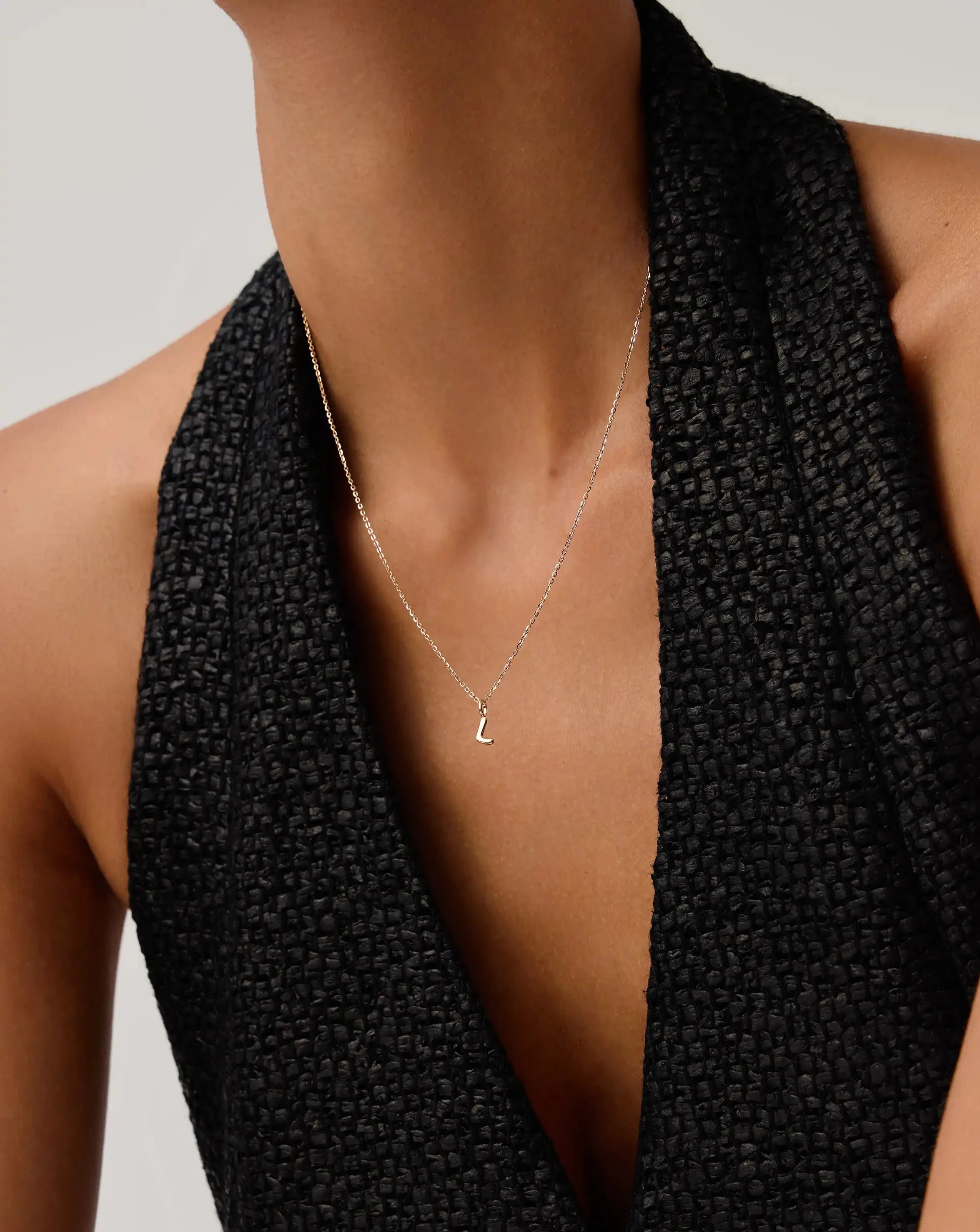 Fine Initial Mini Pendant Necklace - L | 14k Solid Gold Necklaces Missoma 