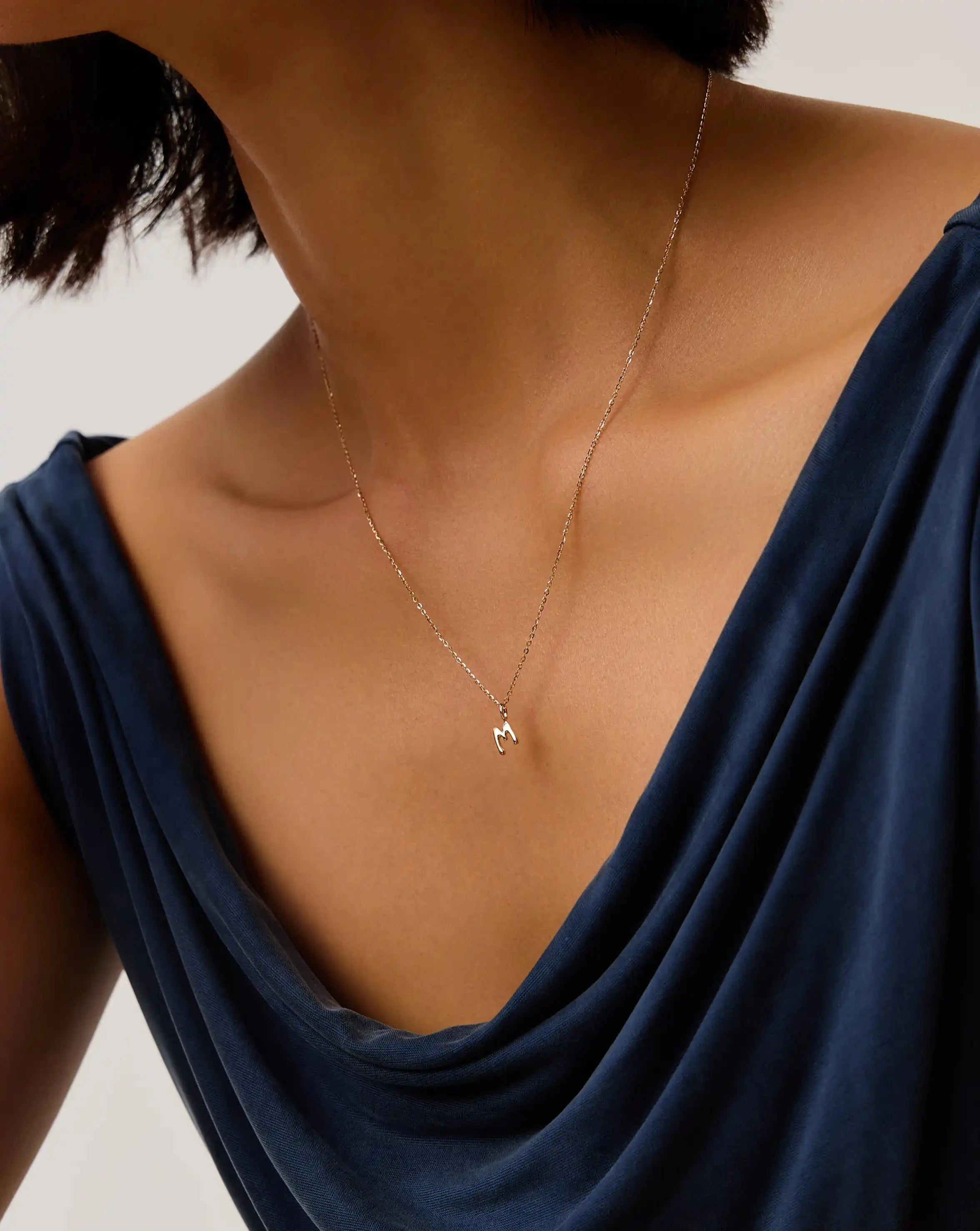Fine Initial Mini Pendant Necklace - M | 14k Solid Gold Necklaces Missoma 