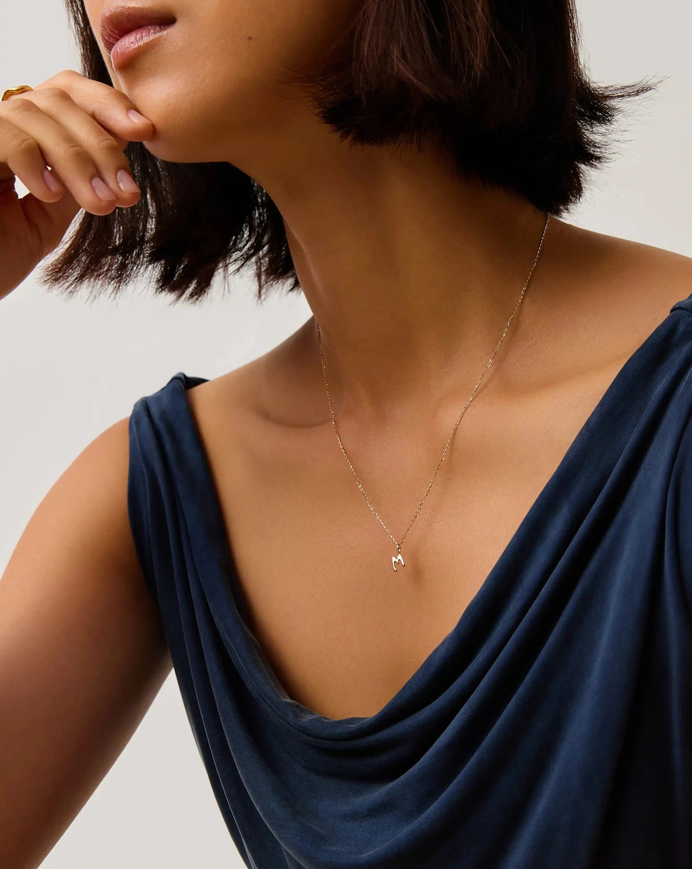 Fine Initial Mini Pendant Necklace - M | 14k Solid Gold Necklaces Missoma 