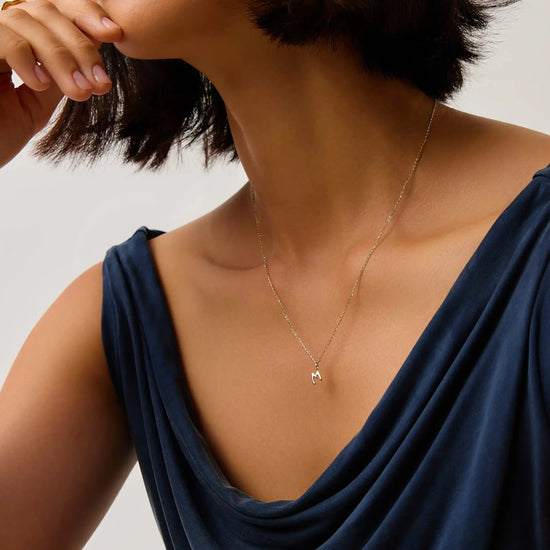 Fine Initial Mini Pendant Necklace - M | 14k Solid Gold Necklaces Missoma 