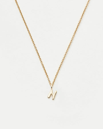 Fine Initial Mini Pendant Necklace - N | 14k Solid Gold Necklaces Missoma 