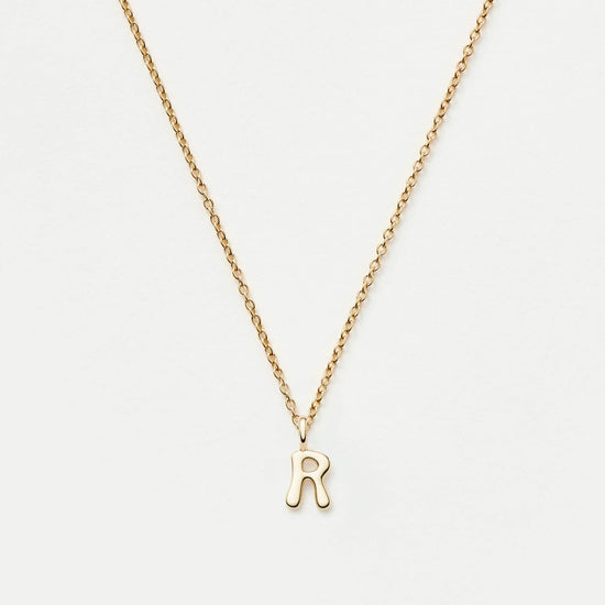Fine Initial Mini Pendant Necklace - R | 14k Solid Gold Necklaces Missoma 