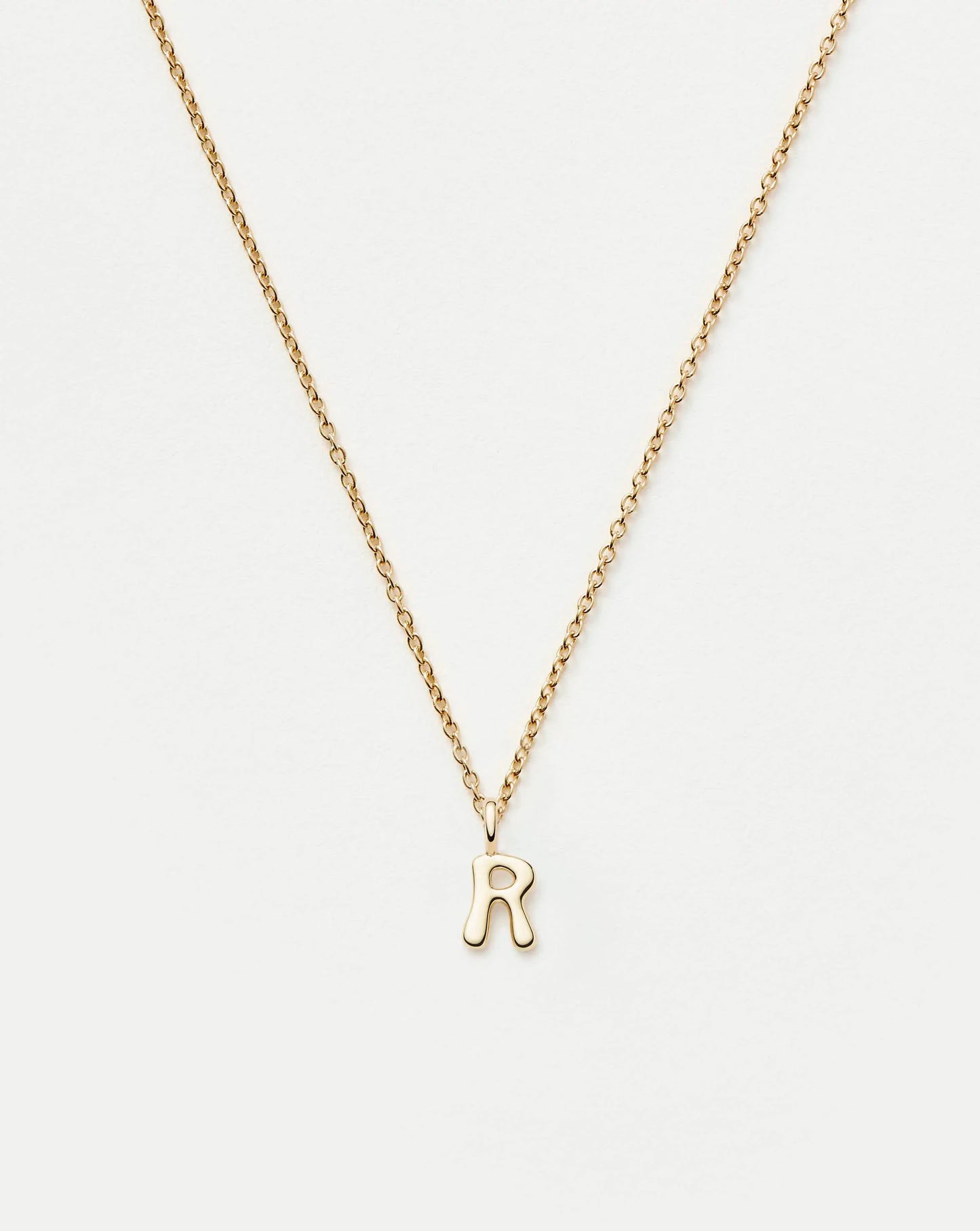 Fine Initial Mini Pendant Necklace - R | 14k Solid Gold Necklaces Missoma 